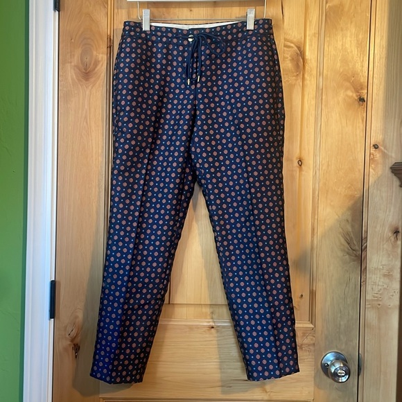 J. CREW Foulard Jacquard C1157 Blue Multi Print 4-Pocket Drawstring Pants EUC 00 - Picture 2 of 12